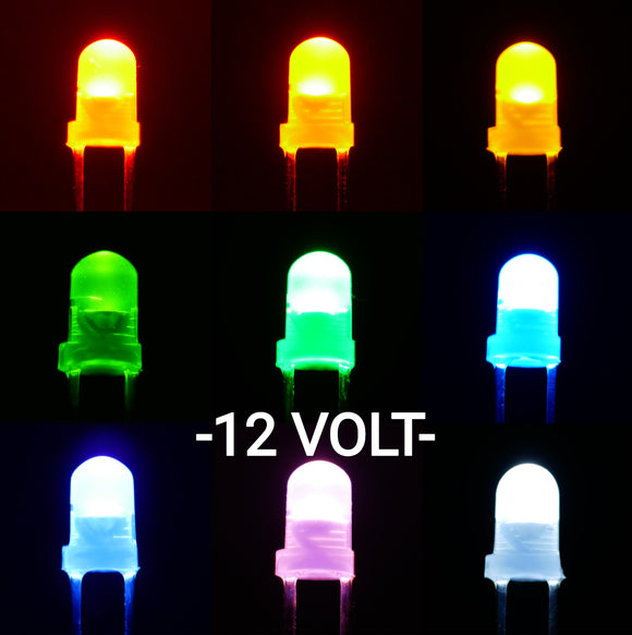 12 Volt 3mm Milky White Lens LEDs (5)