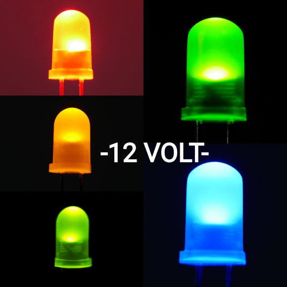 12 Volt 5mm Color Diffused Lens LEDs (5)