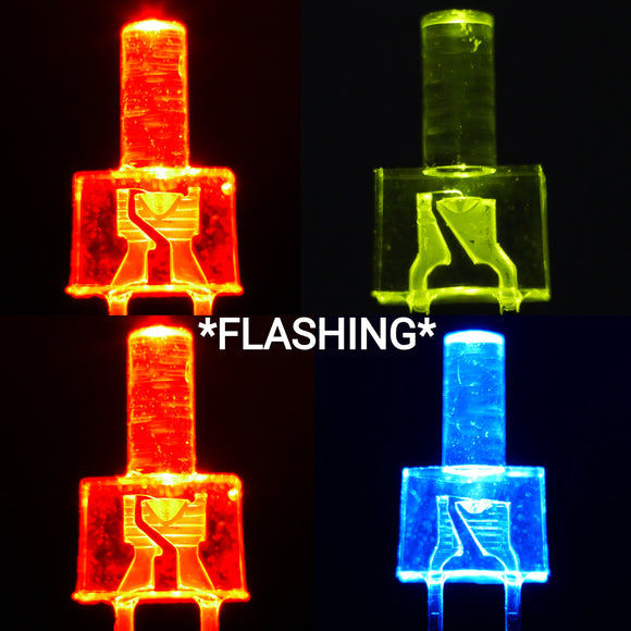 2mm Bi-Color Flashing Clear Lens LEDs (5)