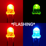 3mm Bi Color Flashing Clear Lens LEDs (5)