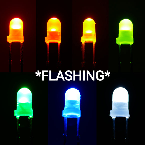 3mm Flashing Color Diffused Lens LEDs (5)