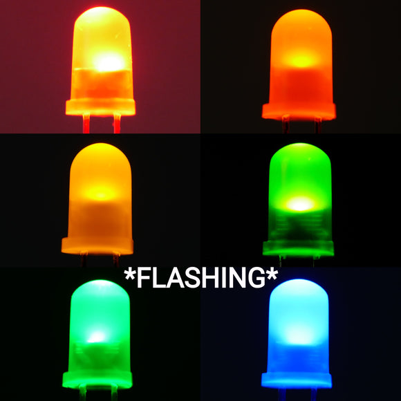 5mm Flashing Color Diffused Lens LEDs (5)